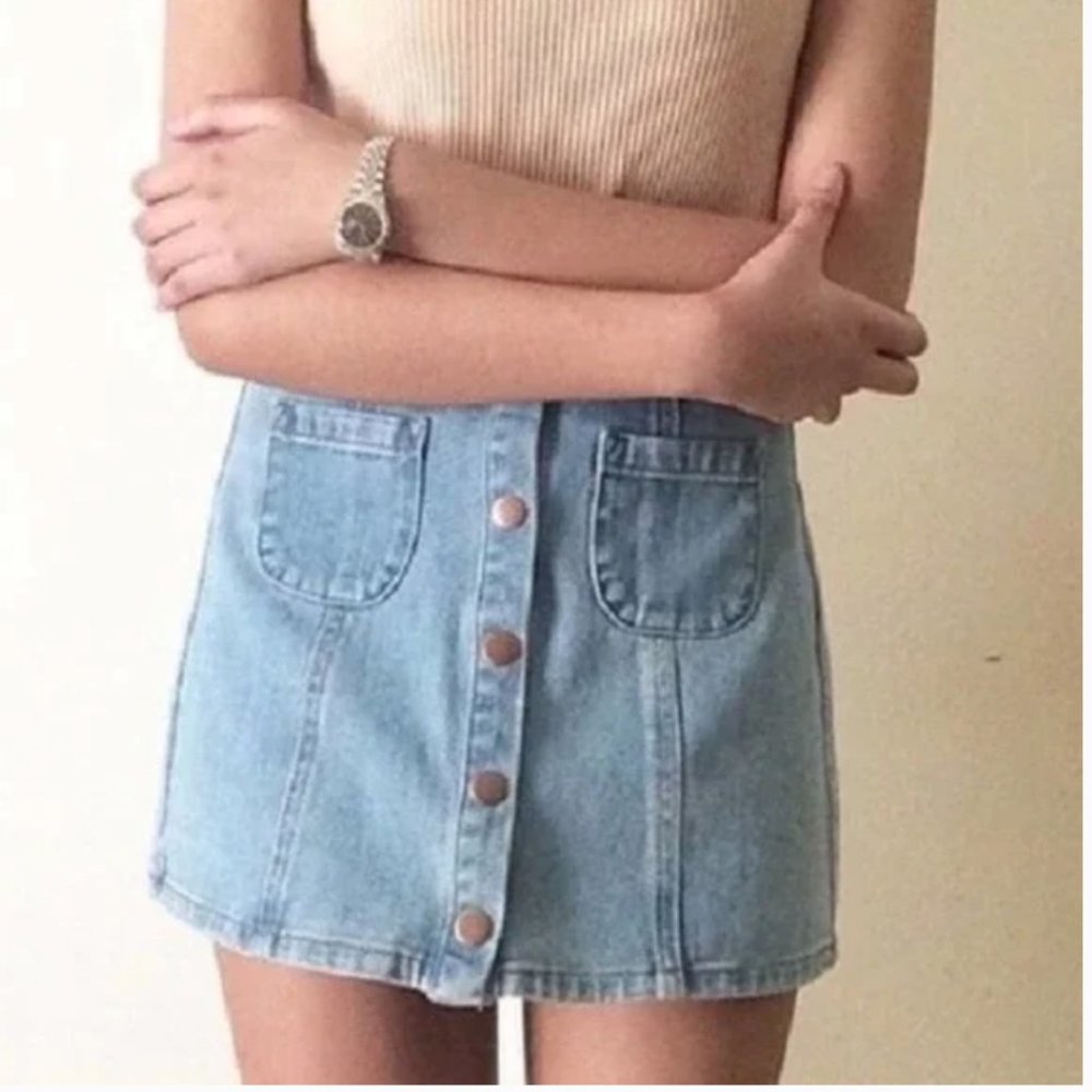 Brandy Melville Button Down Jean Skirt